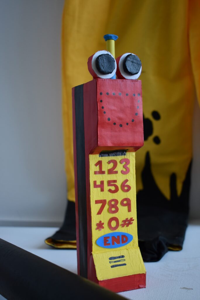 Phone model in college art exhibition