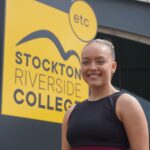 Performing Arts student Lilly outside Stockton Riverside College