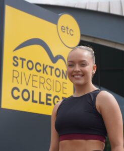Performing Arts student Lilly outside Stockton Riverside College