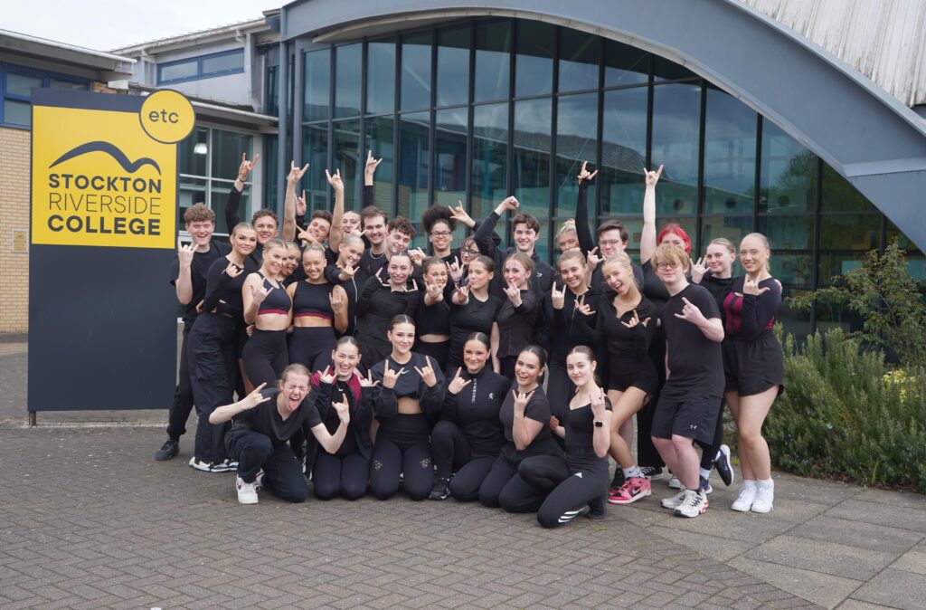 Musical Theatre students outside Stockton Riverside College