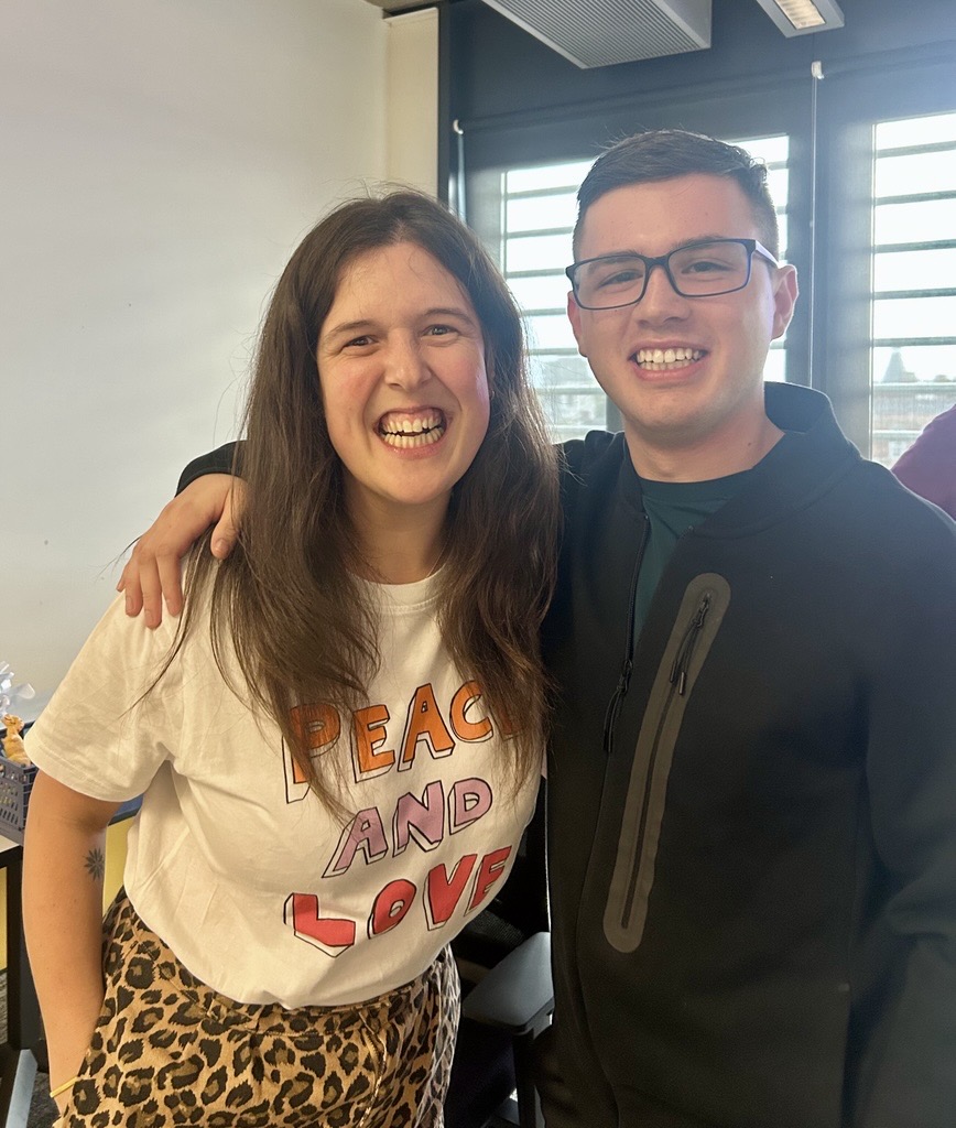 Performing arts student Philip with Rosie Jones