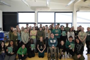 Stockton Riverside College students wear green for Cerebral Palsy Awareness Month