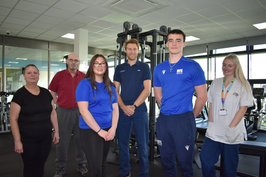 University Hospitals Tees’ new prehabilitation service team in gym at Bede Sports Centre