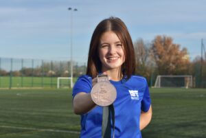 Sophie with her Deaflympics bronze medal