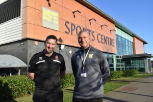 Spennymoor Town manager, Graeme Lee and Bede Sport Centre Manager Dave Morgan