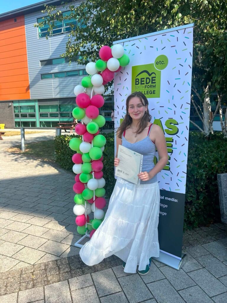 Bede student Jess on results day 2026