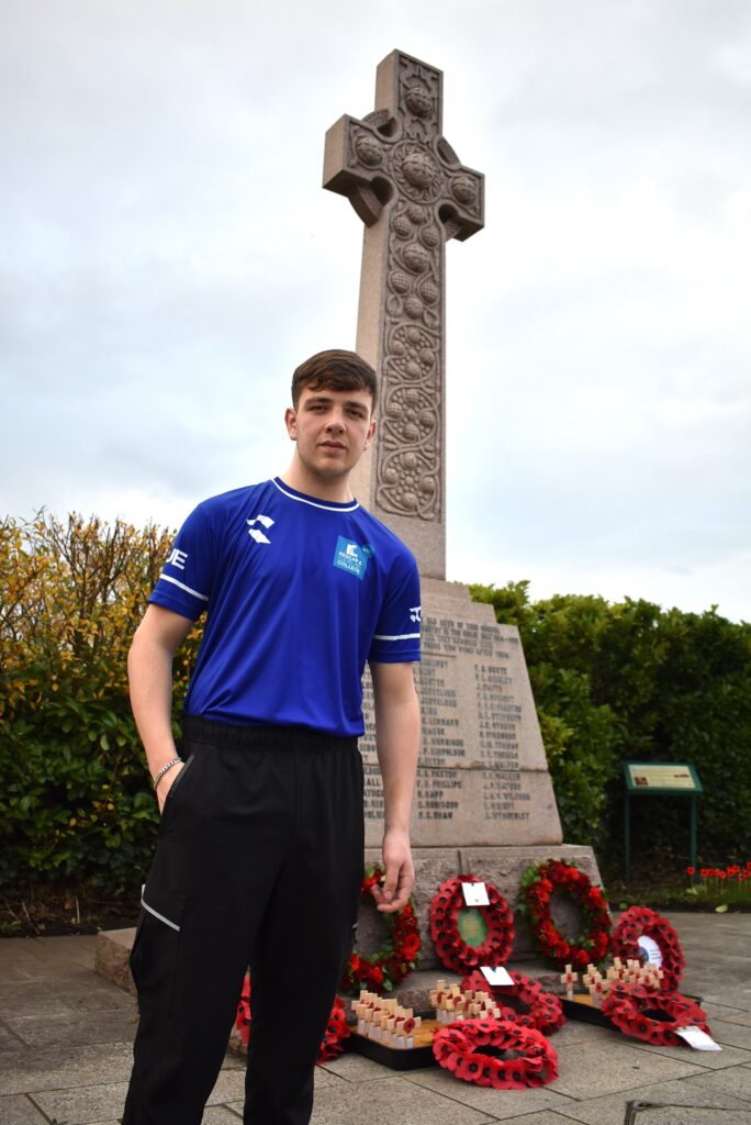 Public Services student John at Celtic Cross War Memorial in Redcar