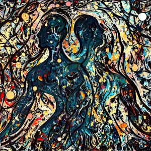 Abstract image of two people
