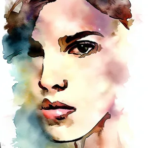 Watercolour image of non-binary face