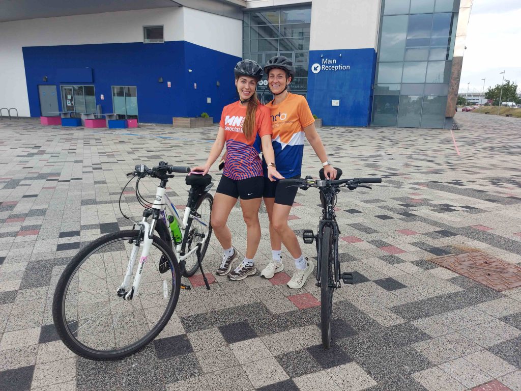 Stockton Riverside College beauty lecturers Laura and Hayley tackling the Tour de Tees.